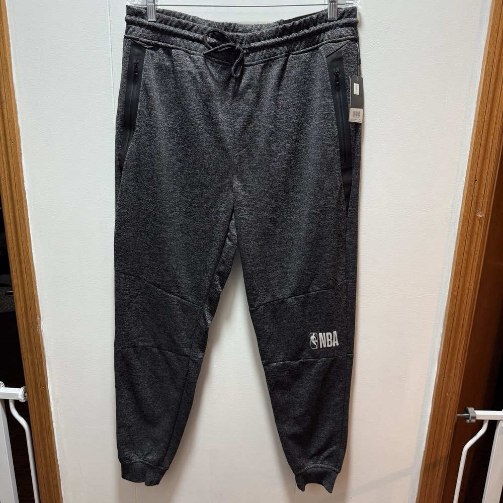 NBA Mens Joggers Sweatpants Size Large Gray Activewear Zip Pockets NEW WITH TAG‎